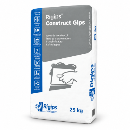 Ipsos pentru constructii Rigips Construct Gips, gri, 25 kg